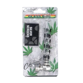 Cygarniczka Szklana Lufka w Oklejce Zestaw z 5 Sitkami Czarna Yin-Yang