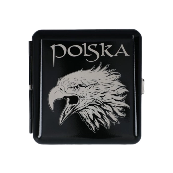 Papierośnica z Gotowym Grawerem Głowy Orła Czarna Gentelo