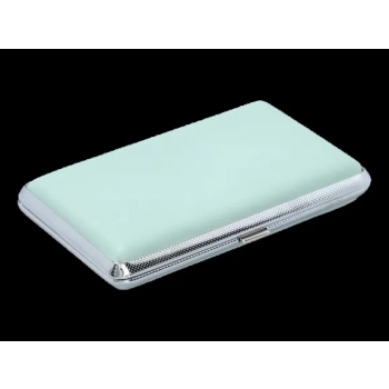 Papierośnica Skórzana SLIM na Cienkie Papierosy Jednolity Kolor Miętowy