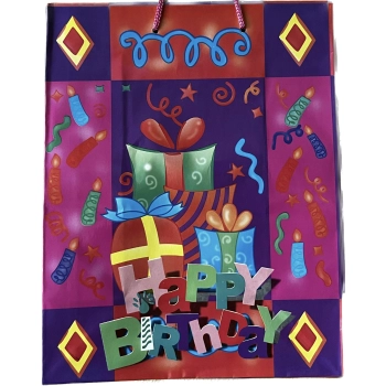 Torebka Prezentowa na Urodziny "Szczęśliwe Urodziny" - Ozdobna Torba do Prezentów w Oryginalnym Opakowaniu, 23x18x9,5 cm, Bezmarkowe, 0,1 kg