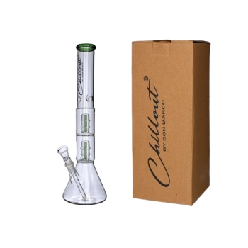 Bongo Szklane Chillout 45 cm Kolba Podwójny Perkolator Fajka Wodna