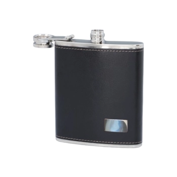 Piersiówka ze Stali Nierdzewnej Kieszonkowa Czarna Ekoskóra 7 OZ ok. 210 ml