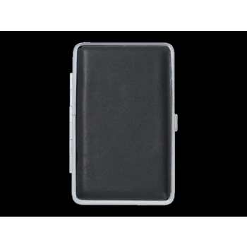 Czarna Metalowa Papierośnica Skórzana typu SLIM na Cienkie Papierosy