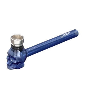 Fajka Szklana Cygarniczka Lufka w Kształcie Czaszki 13 cm Jasny Niebieski