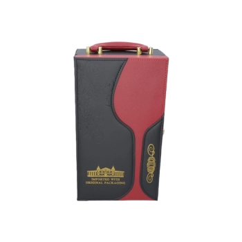 Walizka na Wino z Akcesoriami brązowa 2 Butelki Zestaw Prezentowy Box