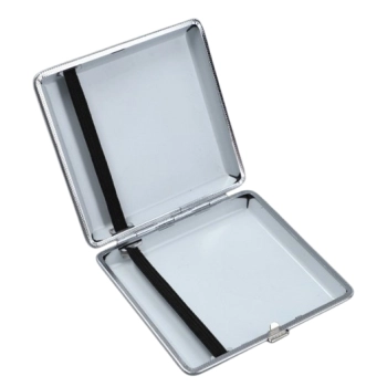 Metalowa Papierośnica Pokryta Ekoskórą na Wzór Tłoczonej Szachownicy Czarna