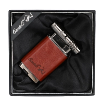 Elegancka Zapalniczka Gazowa Gentelo w Skórzanym Etui na Prezent