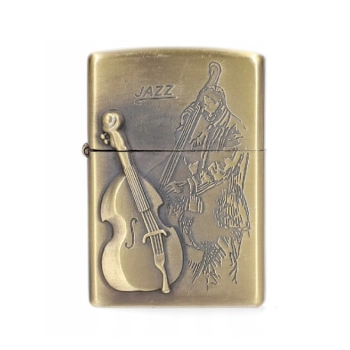 Złota Zapalniczka Benzynowa z Gotowym Grawerem Instrumentów Kontrabas xTech