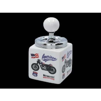 Popielniczka Ceramiczna z Metalową Pokrywką Motocykl American Legends
