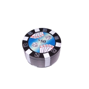 Młynek do Mielenia Tytoniu CBD Czarny Żeton do Pokera 50$ Crusher Grinder