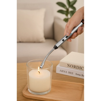 Srebrna Zapalniczka Plazmowa Kuchenna Podłużna Elektryczna do Grila Tekan