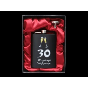 Elegancka Piersiówka z Lejkiem na 30 Urodziny w Pudełku Prezentowym